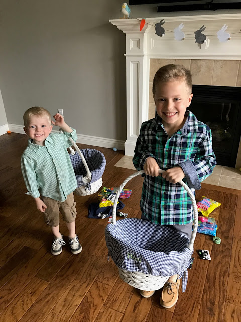 Brothers Holding Easter Baskets 