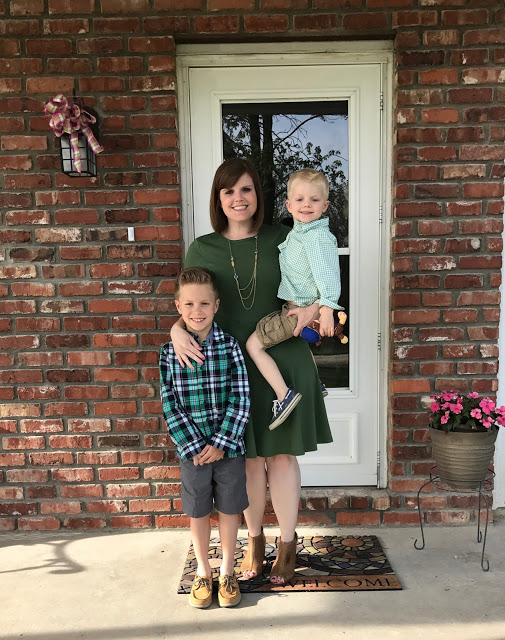 Mom and boys on Easter 