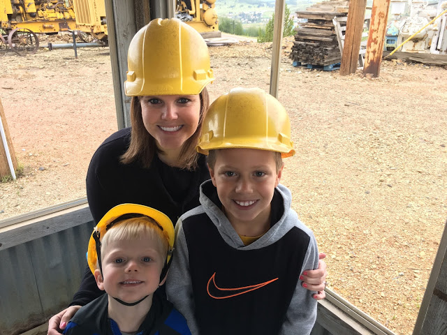 Mother and sons in Mining hats