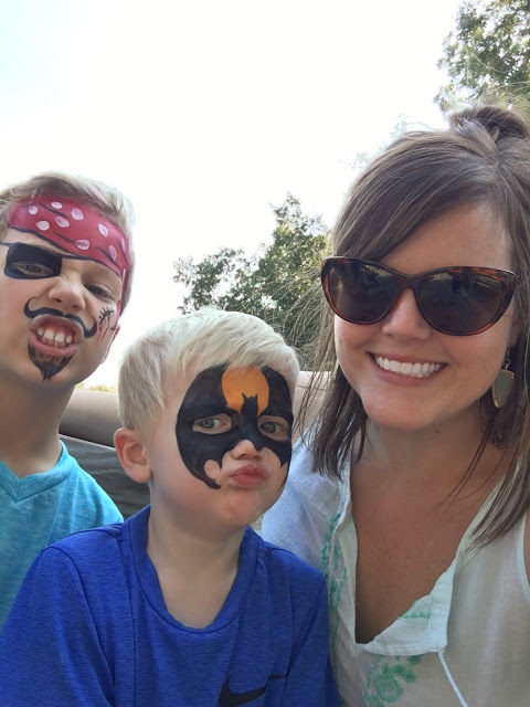 Mom and boys face painting 
