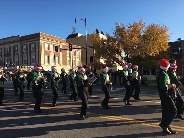 Marching band in holiday parade 