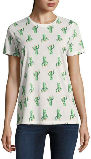 Spring Tops JCPenney Cactus Crew Neck T-Shirt 