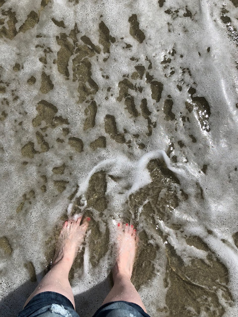 Women's feet in the waves La Jolla, CA