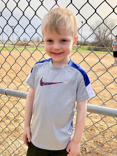 Young boy at T-ball practice 