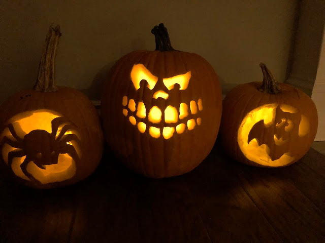 Carved Pumpkins with candles 