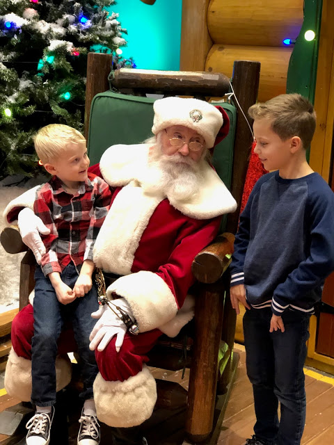 Brothers Visiting Santa at Bass Pro