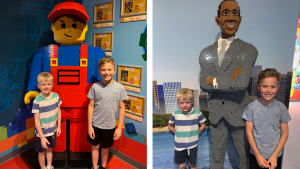Young brothers at Legoland in Chicago