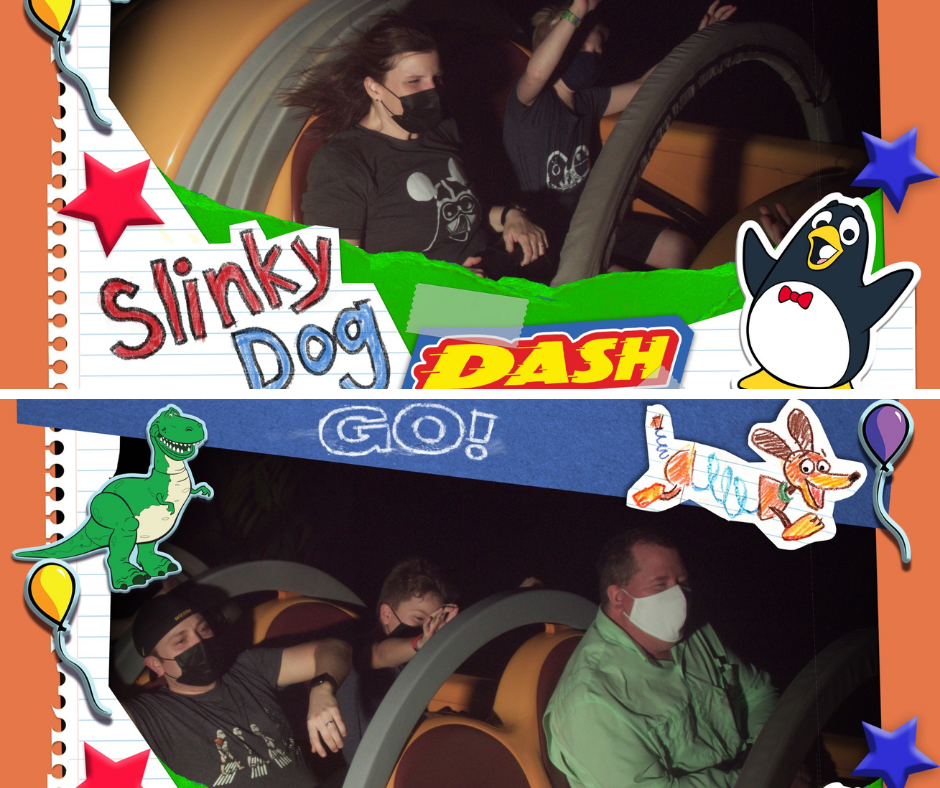 Family on Slinky Dog Dash Disney World 