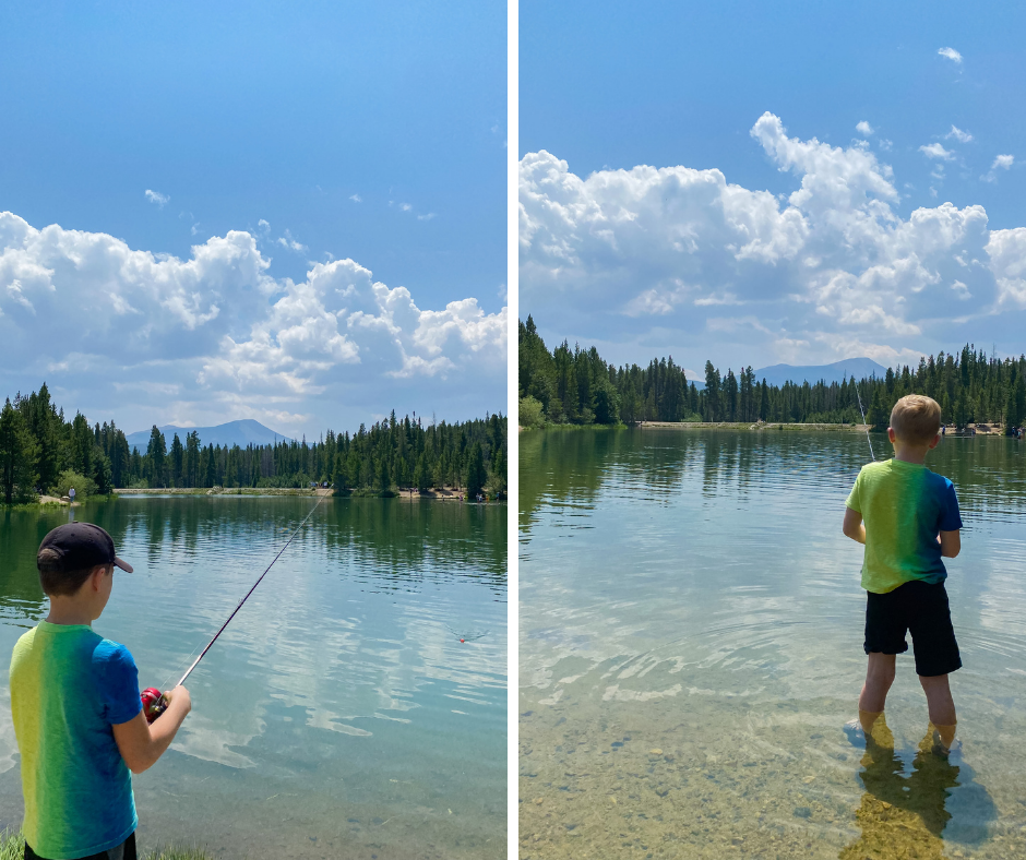 Ultimate Colorado Road Trip Boys fishing in mountain lake 